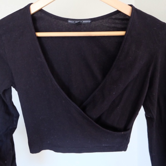 Urban Outfitters Black Wrap Top