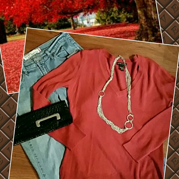 New York & Company Sweaters - Red V-neck sweater.