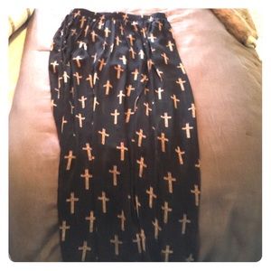 Sheer Black maxi skirt with Cheetah print crosses