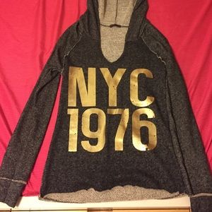 Dark gray NYC 1976 hooded pull over