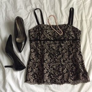 Black laced winter formal top