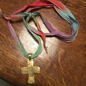 Necklace with gold cross