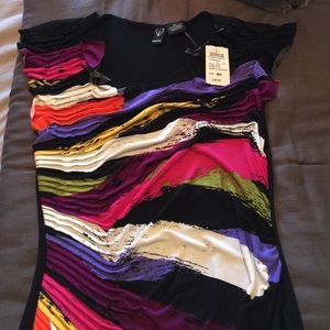 Colorful dress with solid black back