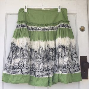 Cute green skirt with black and white pattern