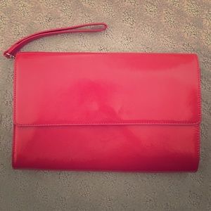 Orange Halogen Large Clutch with Organizer