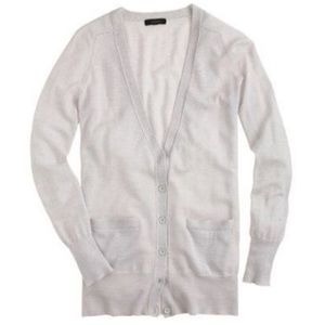 J Crew classic long merino cardigan XL Lavendar