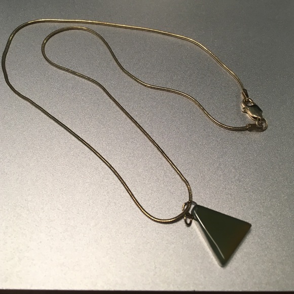 Triangle green charm gold necklace