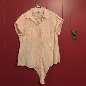 Peach button up shirt