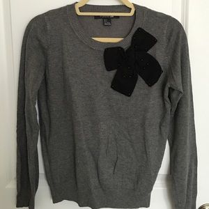 Gray Sweater with Bow Detail