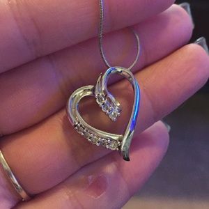 Silver and Diamond Heart Pendant
