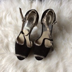 Michael Kors black suede with snake skin trims