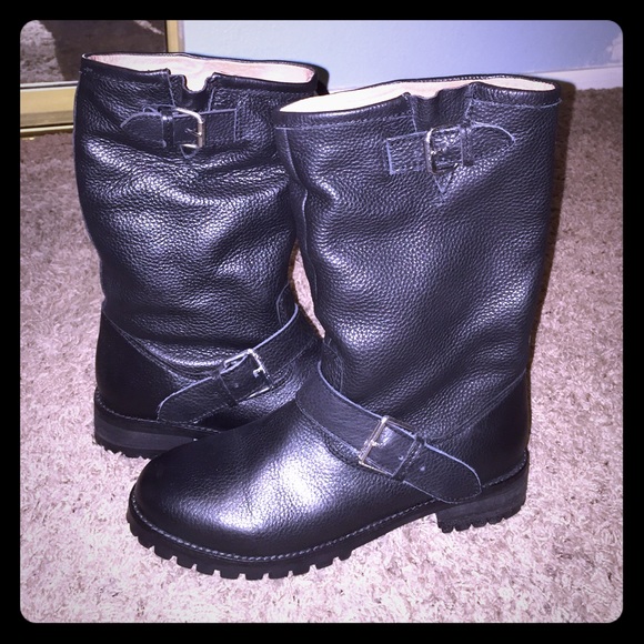 BNWOT - Black Gen. Leather Biker Boots - Sz. 7