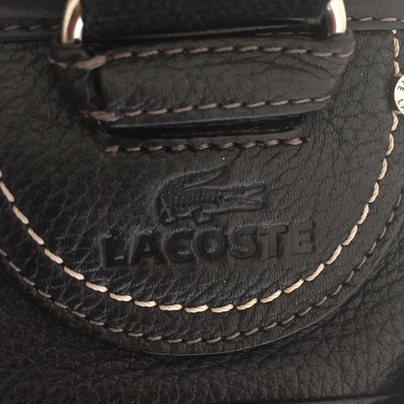 Black Lacoste leather Messenger Bag. - Picture 2 of 4