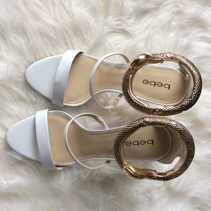 White sandals with gold cuffs. FINAL PRICE