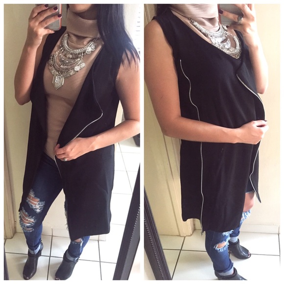 SOLD❗️Black Zippered Waterfall Duster - Picture 3 of 3