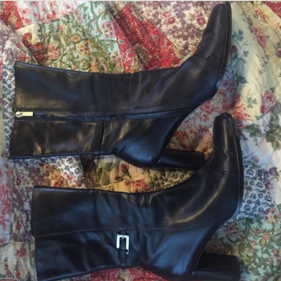 Anne Klein black leather boots size 10