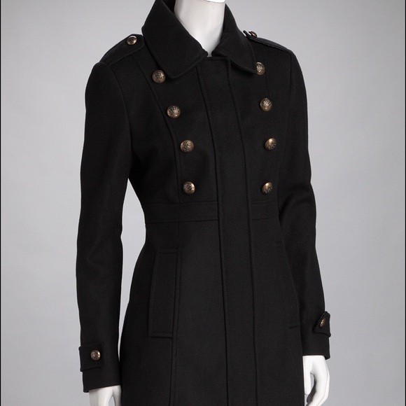 Esprit Black and Gold Button Wool Coat