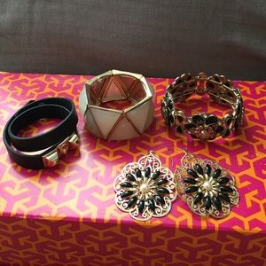 3 bracelets and 1 pair of earrings