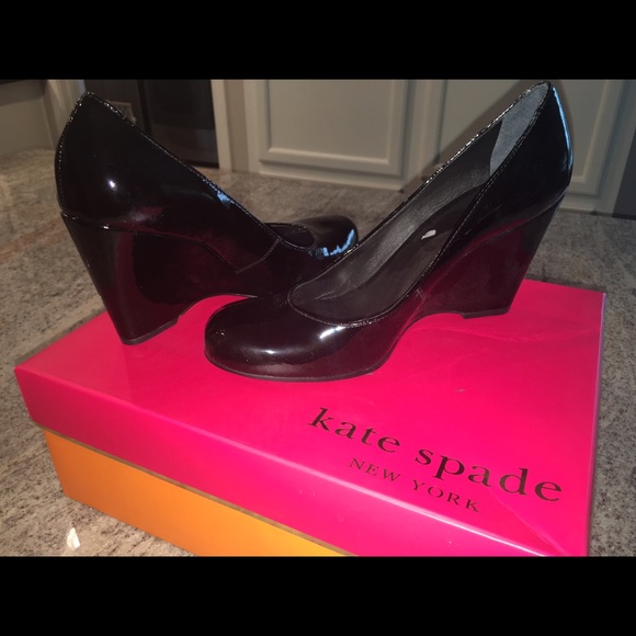 Brand new Kate Spade Black Patent Wedges