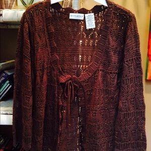 Cardigan. Lacy brown