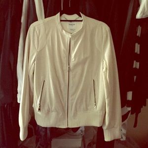 Off white, perforated bomber style jacket