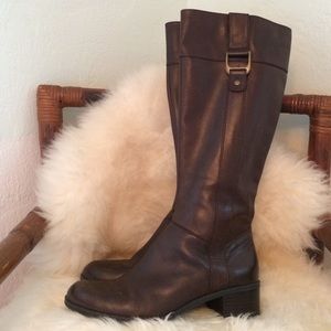 Brown leather riding boots