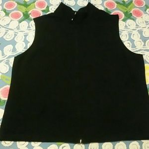 Black faux quilted cotton vest