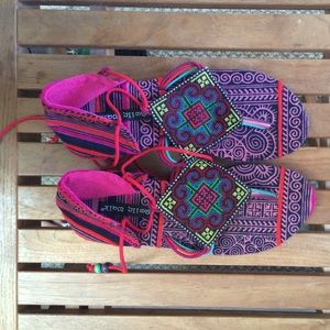 Boho lace up sandals