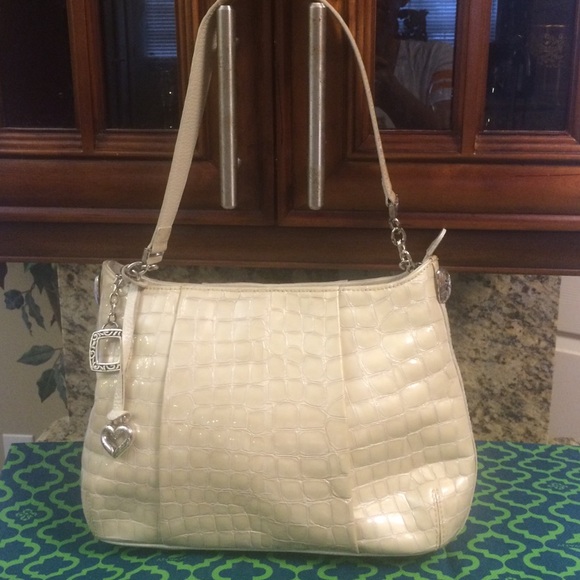 Brighton Handbags - Brighton cream patent leather mock croc purse