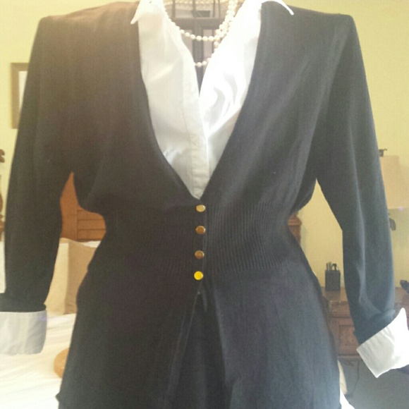 Black 4 button closure cardigan sweater. - Picture 3 of 3