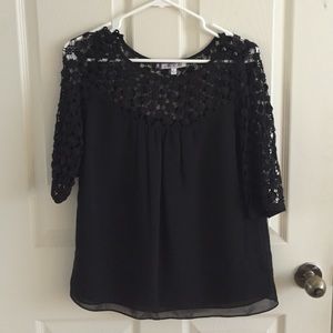 Jennifer Lopez Black Crochet Blouse