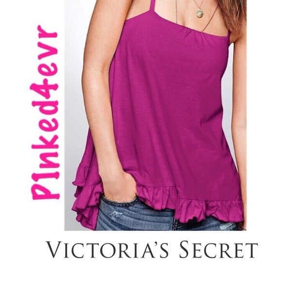 Victoria's Secret Plum Ruffled Hem Bra Tank XS