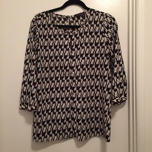 Black and white patterned blouse