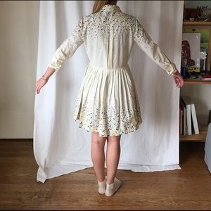 Light pleated + embroidered dress