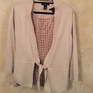 Sleeveless dressy top with gold sweater