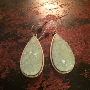 Rough crystal sea foam green earrings