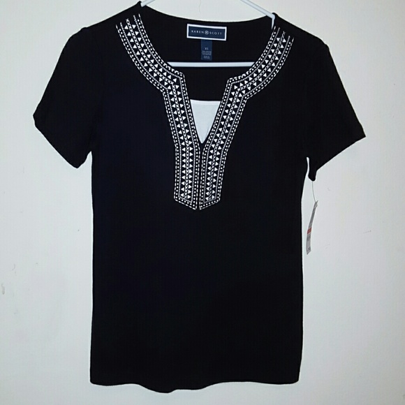 Karen Scott 100% cotton embellished tee