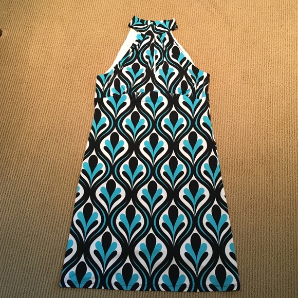 Polyester and spandex halter dress