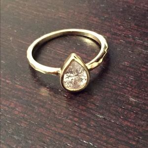 14k Gold Cubic Zirconia Teardrop Ring