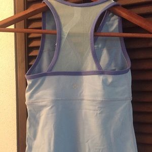 lululemon blue (sheer back top) tank.
