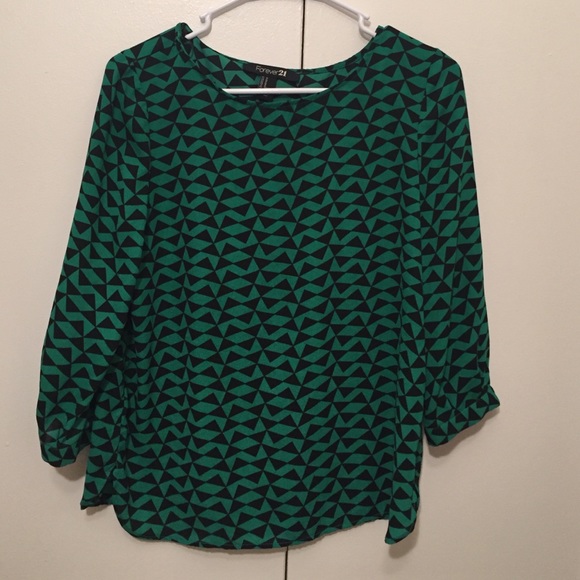 Forever21 green & black blouse