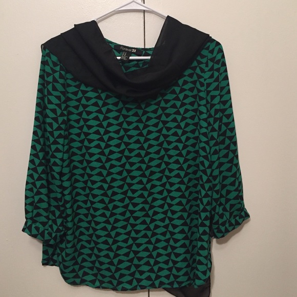 Forever21 blouse & black scarf bundle