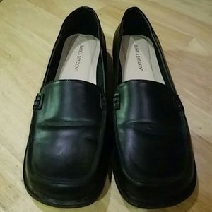 Final Black leather slip ons- almost New size 10
