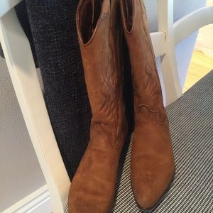 Brown suede cowboys boots