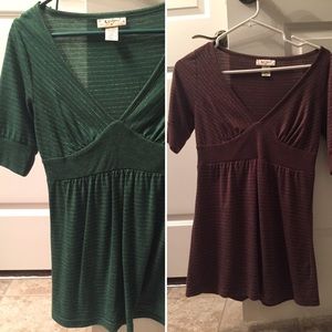 3/4 sleeve shirts green and brown bundle!