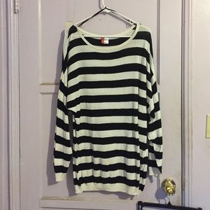 Black and white striped oversized sweater