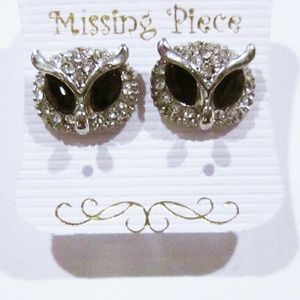 Silver elegant owls  studs earrings