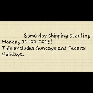 SAME DAY SHIPPING (within 24 hours)