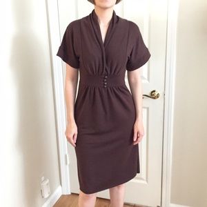 Brown Sweater Dress with Short Sleeves