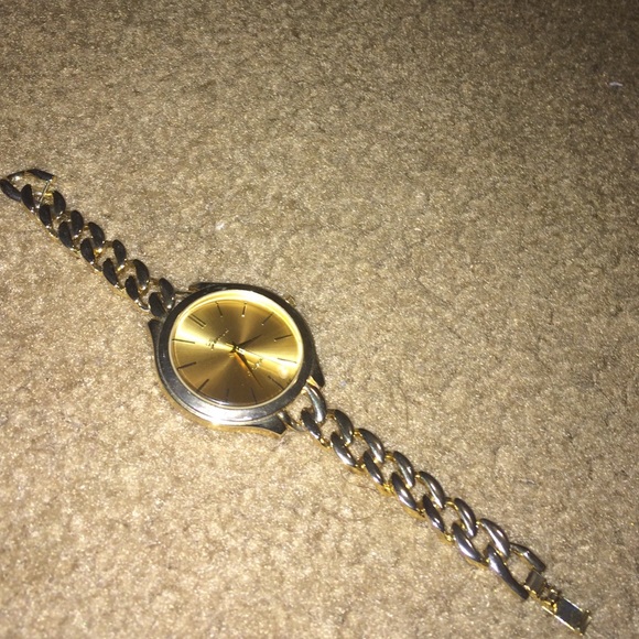 Stainless steel gold watch